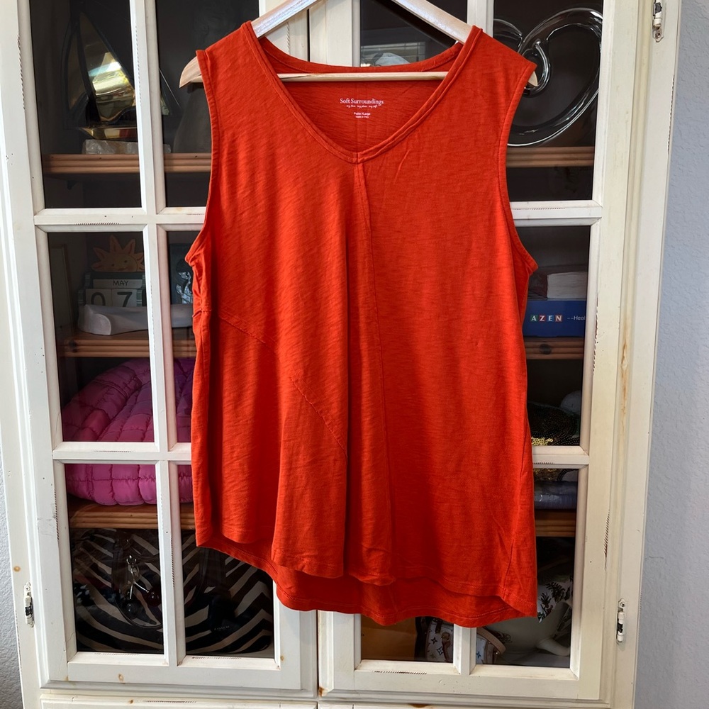 Soft Surroundings Sleeveless V-Neck Tank in Burnt Orange